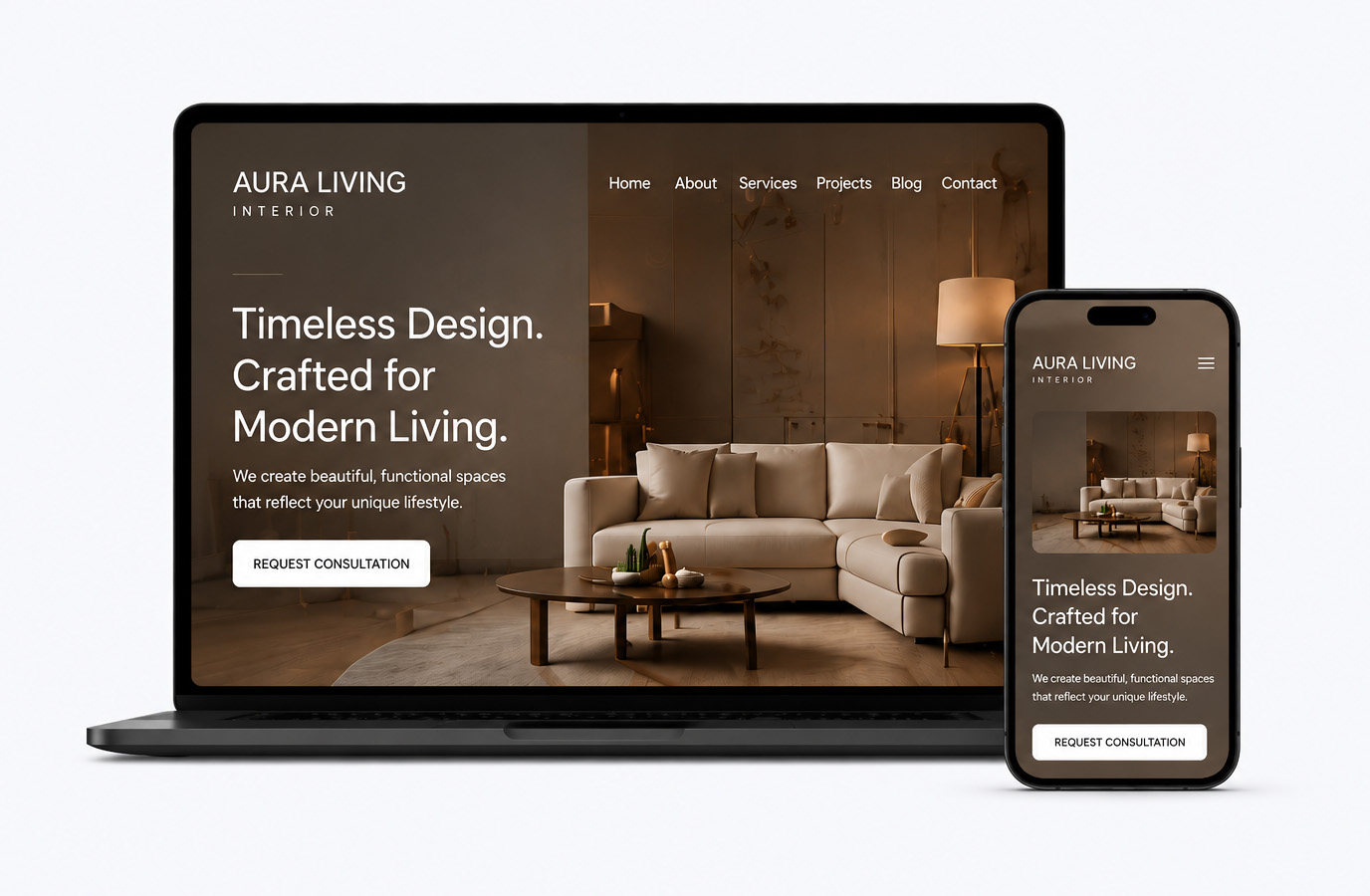 Aura Living Interior Mockup